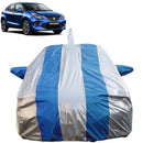 Maruti Baleno Car Cover with blue and silver stripes protecting a hatchback car