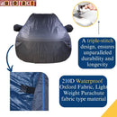 Maruti Fronx car body cover in dark blue 210D Oxford fabric with triple stitch and straps Fronx Car Cover Waterproof