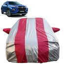 Fronx Car Cover Waterproof silver and red striped full body cover with mirror pockets for Maruti Fronx
