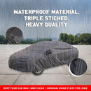 Maruti Fronx with gray full body cover in heavy rain showing triple stitched protection Fronx Car Cover Waterproof