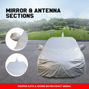 Maruti Baleno Car Cover with mirror and antenna sections for precise fit and full vehicle protection