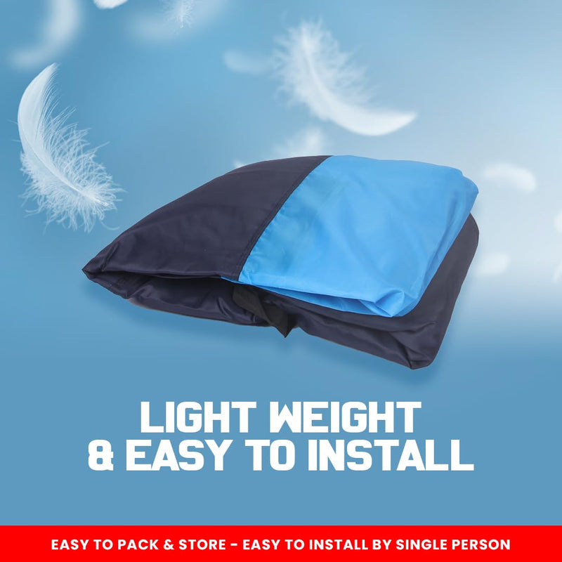 Autofact Swift Car Cover - EasyShield - Car Body Cover for Maruti Swift - With Mirror Pockets, Triple Stitched, Bottom Fully Elastic, Adjustable Belt and Buckle (Teak Blue Stripes)