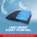 Autofact Glanza Car Cover - EasyShield - Car Body Cover for Toyota Glanza - With Mirror Pockets, Triple Stitched, Bottom Fully Elastic, Adjustable Belt and Buckle (Teak Blue Stripes)