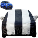 Autofact Celerio New Model Car Cover - EasyShield - Car Body Cover for Maruti Celerio New Model - With Mirror Pockets, Triple Stitched, Bottom Fully Elastic, Adjustable Belt and Buckle (White Blue Stripes)