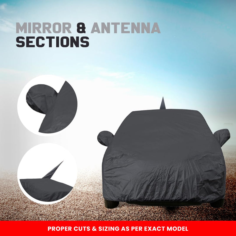 Autofact Ameo Car Cover - EasyShield - Car Body Cover for Volkswagen Ameo - With Mirror Pockets, Triple Stitched, Bottom Fully Elastic, Adjustable Belt and Buckle (Grey 190T)