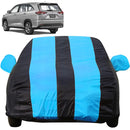 Autofact Innova Hycross Car Cover - EasyShield - Car Body Cover for Toyota Innova Hycross - With Mirror Pockets, Triple Stitched, Bottom Fully Elastic, Adjustable Belt and Buckle (Teak Blue Stripes)