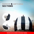 Autofact Rapid Car Cover - EasyShield - Car Body Cover for Skoda Rapid - With Mirror Pockets, Triple Stitched, Bottom Fully Elastic, Adjustable Belt and Buckle (White Blue Stripes)