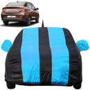 Autofact Aura Car Cover - EasyShield - Car Body Cover for Hyundai Aura - With Mirror Pockets, Triple Stitched, Bottom Fully Elastic, Adjustable Belt and Buckle (Teak Blue Stripes)