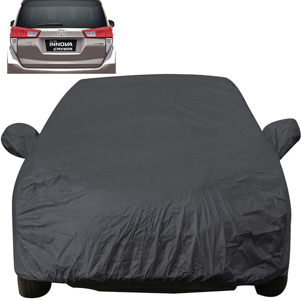 Autofact Innova Crysta Car Cover - EasyShield - Car Body Cover for Toyota Innova Crysta - With Mirror Pockets, Triple Stitched, Bottom Fully Elastic, Adjustable Belt and Buckle (Grey 190T)
