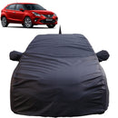 Autofact Glanza Car Cover - TearTough - Dog Proof / Waterproof Car Body Cover for Toyota Glanza - With Mirror & Antenna Pockets, Triple Stitched, Bottom Fully Elastic, Adjustable Belt and Buckle (Grey 4x4)