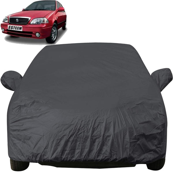 Autofact Esteem Car Cover - EasyShield - Car Body Cover for Maruti Esteem - With Mirror Pockets, Triple Stitched, Bottom Fully Elastic, Adjustable Belt and Buckle (Grey 190T)