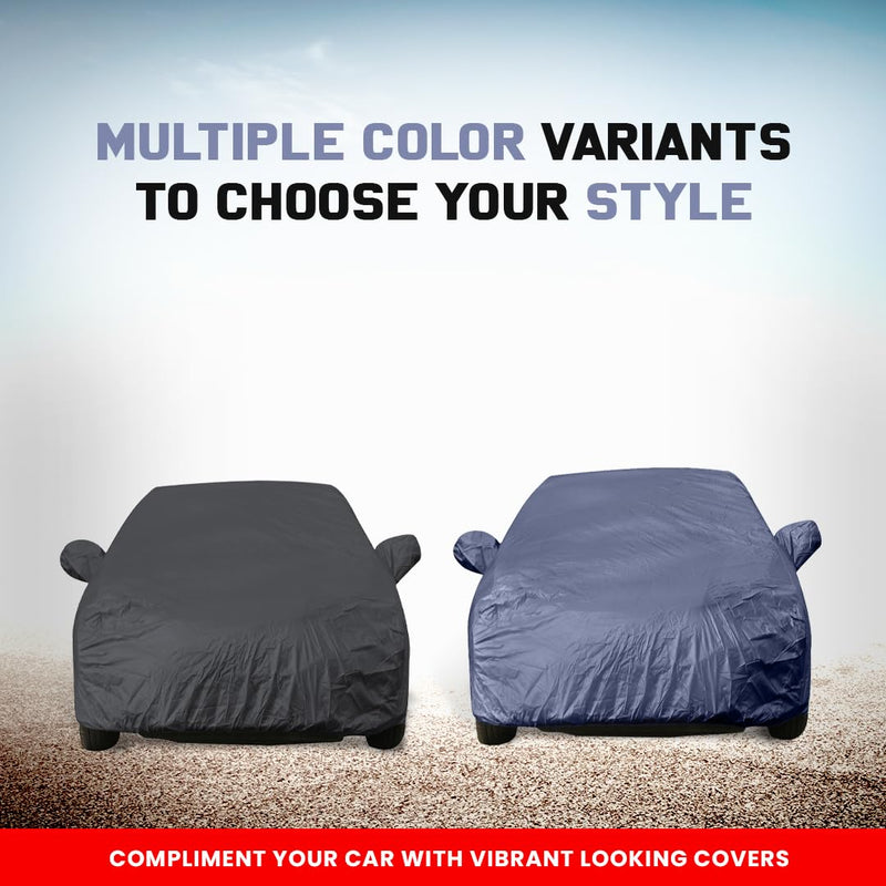 Autofact Scorpio Car Cover - EasyShield - Car Body Cover for Mahindra Scorpio - With Mirror Pockets, Triple Stitched, Bottom Fully Elastic, Adjustable Belt and Buckle (Navy 190T)