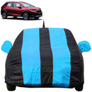 Autofact WRV Car Cover - EasyShield - Car Body Cover for Honda WRV - With Mirror Pockets, Triple Stitched, Bottom Fully Elastic, Adjustable Belt and Buckle (Teak Blue Stripes)