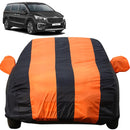 Autofact Carnival Car Cover - EasyShield - Car Body Cover for Kia Carnival - With Mirror Pockets, Triple Stitched, Bottom Fully Elastic, Adjustable Belt and Buckle (Orange Blue Stripes)