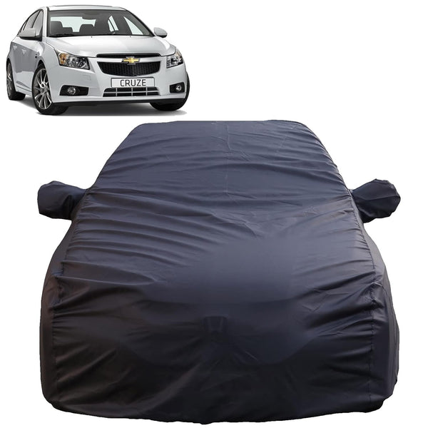 Autofact Cruze Car Cover - TearTough - Dog Proof / Waterproof Car Body Cover for Chevrolet Cruze - With Mirror Pockets, Triple Stitched, Bottom Fully Elastic, Adjustable Belt and Buckle (Grey 4x4)