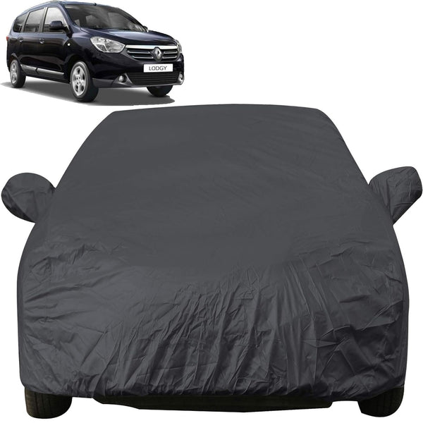 Autofact Lodgy Car Cover - EasyShield - Car Body Cover for Renaults Lodgy - With Mirror Pockets, Triple Stitched, Bottom Fully Elastic, Adjustable Belt and Buckle (Grey 190T)