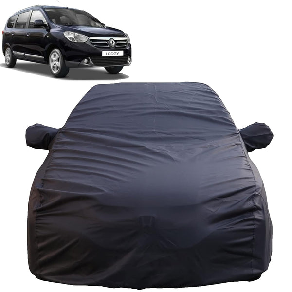 Autofact Lodgy Car Cover - TearTough - Dog Proof / Waterproof Car Body Cover for Renaults Lodgy - With Mirror Pockets, Triple Stitched, Bottom Fully Elastic, Adjustable Belt and Buckle (Grey 4x4)