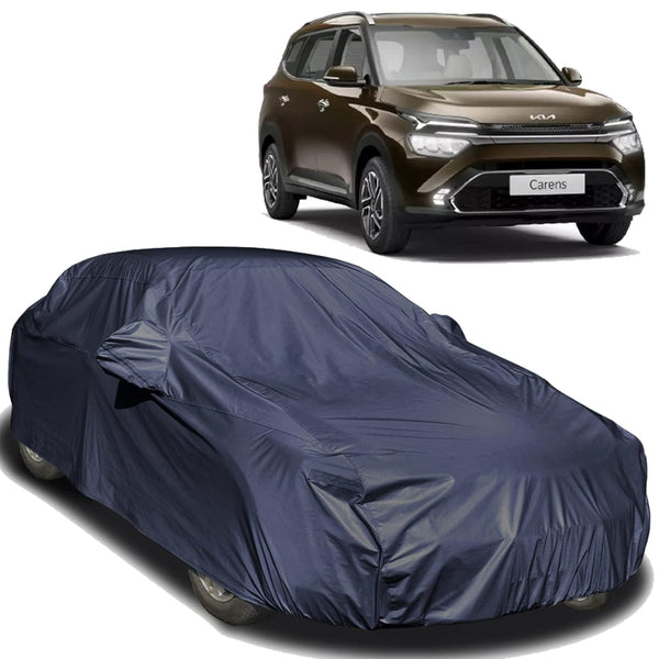 Autofact Carens Car Cover - EasyShield - Car Body Cover for Kia Carens - With Mirror Pockets, Triple Stitched, Bottom Fully Elastic, Adjustable Belt and Buckle (Navy 190T)