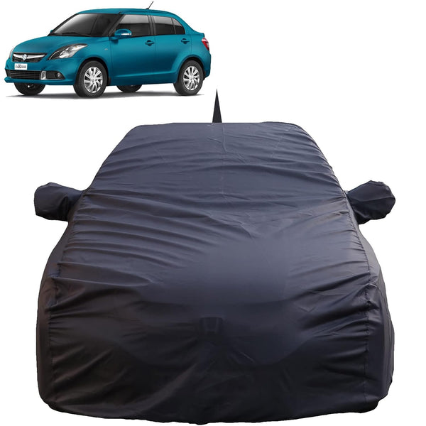 Autofact Swift Dzire 2012 to 2016 Car Cover - TearTough - Dog Proof / Waterproof Car Body Cover for Maruti Swift Dzire 2012 to 2016 - With Mirror & Antenna Pockets, Triple Stitched, Bottom Fully Elastic, Adjustable Belt and Buckle (Grey 4x4)