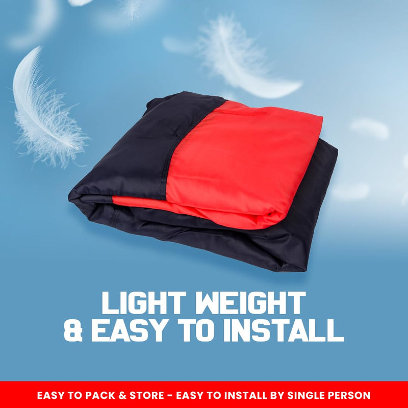 Autofact Wagon r / Wagonr Car Cover - EasyShield - Car Body Cover for Maruti Wagon r / Wagonr - With Mirror Pockets, Triple Stitched, Bottom Fully Elastic, Adjustable Belt and Buckle (Red Blue Stripes)