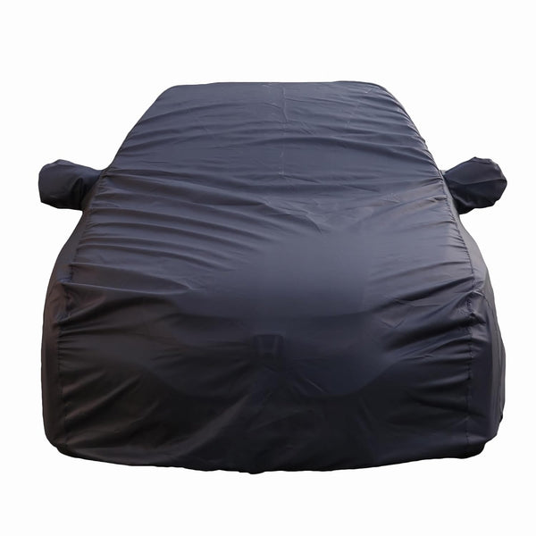 Autofact A4 Car Cover - TearTough - Dog Proof / Waterproof Car Body Cover for Audi A4 - With Mirror Pockets, Triple Stitched, Bottom Fully Elastic, Adjustable Belt and Buckle (Grey 4x4)