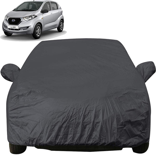 Autofact Redi Go Car Cover - EasyShield - Car Body Cover for Nissan Redi Go - With Mirror Pockets, Triple Stitched, Bottom Fully Elastic, Adjustable Belt and Buckle (Grey 190T)
