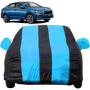 Autofact Slavia Car Cover - EasyShield - Car Body Cover for Skoda Slavia - With Mirror Pockets, Triple Stitched, Bottom Fully Elastic, Adjustable Belt and Buckle (Teak Blue Stripes)
