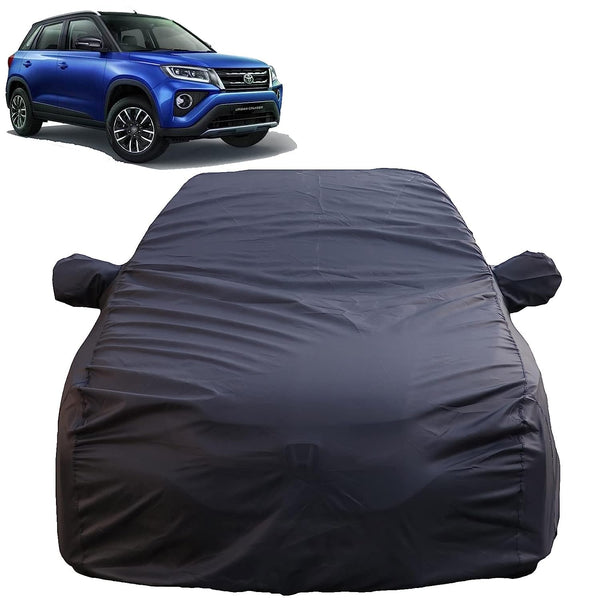 Autofact Urban Cruiser Car Cover - TearTough - Dog Proof / Waterproof Car Body Cover for Toyota Urban Cruiser - With Mirror Pockets, Triple Stitched, Bottom Fully Elastic, Adjustable Belt and Buckle (Grey 4x4)