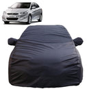 Autofact Accent Car Cover - TearTough - Dog Proof / Waterproof Car Body Cover for Hyundai Accent - With Mirror Pockets, Triple Stitched, Bottom Fully Elastic, Adjustable Belt and Buckle (Grey 4x4)