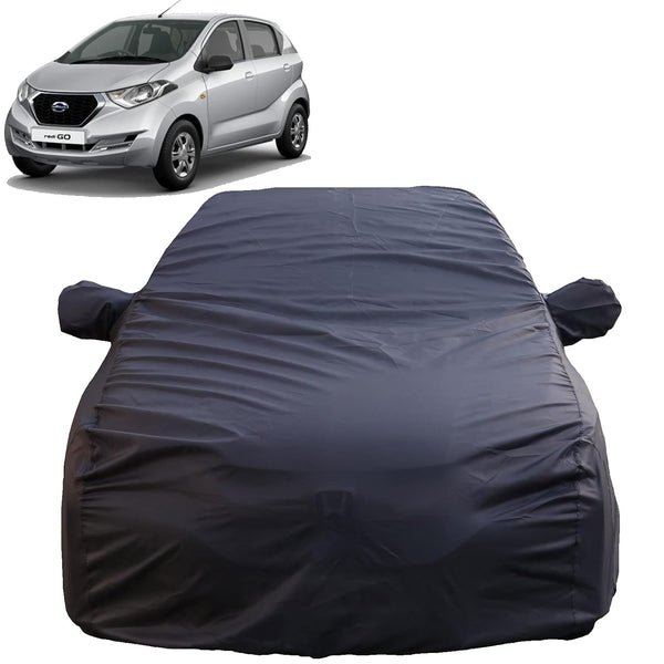 Autofact Redi Go Car Cover - TearTough - Dog Proof / Waterproof Car Body Cover for Nissan Redi Go - With Mirror Pockets, Triple Stitched, Bottom Fully Elastic, Adjustable Belt and Buckle (Grey 4x4)