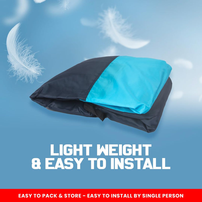 Autofact 3 Series Car Cover - EasyShield - Car Body Cover for BMW 3 Series - With Mirror Pockets, Triple Stitched, Bottom Fully Elastic, Adjustable Belt and Buckle (Teak Blue Stripes)