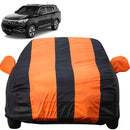 Autofact Xuv 700 Car Cover - EasyShield - Car Body Cover for Mahindra Xuv 700 - With Mirror Pockets, Triple Stitched, Bottom Fully Elastic, Adjustable Belt and Buckle (Orange Blue Stripes)