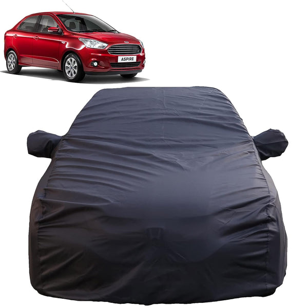Autofact Figo Aspire Car Cover - TearTough - Dog Proof / Waterproof Car Body Cover for Ford Figo Aspire - With Mirror Pockets, Triple Stitched, Bottom Fully Elastic, Adjustable Belt and Buckle (Grey 4x4)