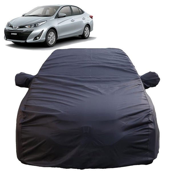 Autofact Yaris Car Cover - TearTough - Dog Proof / Waterproof Car Body Cover for Toyota Yaris - With Mirror Pockets, Triple Stitched, Bottom Fully Elastic, Adjustable Belt and Buckle (Grey 4x4)