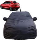 Autofact Tigor Car Cover - TearTough - Dog Proof / Waterproof Car Body Cover for Tata Tigor - With Mirror & Antenna Pockets, Triple Stitched, Bottom Fully Elastic, Adjustable Belt and Buckle (Grey 4x4)