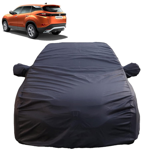 Autofact Harrier Car Cover - TearTough - Dog Proof / Waterproof Car Body Cover for Tata Harrier - With Mirror Pockets, Triple Stitched, Bottom Fully Elastic, Adjustable Belt and Buckle (Grey 4x4)