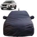 Autofact Creta New Car Cover - TearTough - Dog Proof / Waterproof Car Body Cover for Hyundai Creta New - With Mirror Pockets, Triple Stitched, Bottom Fully Elastic, Adjustable Belt and Buckle (Grey 4x4)