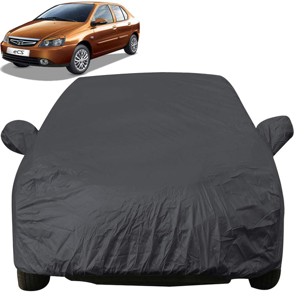 Autofact Indigo Car Cover - EasyShield - Car Body Cover for Tata Indigo - With Mirror Pockets, Triple Stitched, Bottom Fully Elastic, Adjustable Belt and Buckle (Grey 190T)