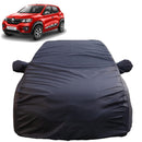 Autofact Kwid Car Cover - TearTough - Dog Proof / Waterproof Car Body Cover for Renaults Kwid - With Mirror Pockets, Triple Stitched, Bottom Fully Elastic, Adjustable Belt and Buckle (Grey 4x4)