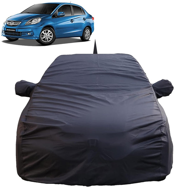 Autofact Amaze Old Model Car Cover - TearTough - Dog Proof / Waterproof Car Body Cover for Honda Amaze Old Model - With Mirror & Antenna Pockets, Triple Stitched, Bottom Fully Elastic, Adjustable Belt and Buckle (Grey 4x4)