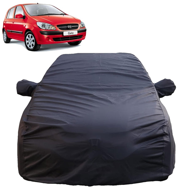 Autofact Getz Car Cover - TearTough - Dog Proof / Waterproof Car Body Cover for Hyundai Getz - With Mirror Pockets, Triple Stitched, Bottom Fully Elastic, Adjustable Belt and Buckle (Grey 4x4)