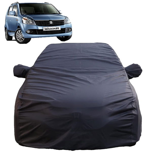 Autofact Wagon r / Wagonr Car Cover - TearTough - Dog Proof / Waterproof Car Body Cover for Maruti Wagon r / Wagonr - With Mirror Pockets, Triple Stitched, Bottom Fully Elastic, Adjustable Belt and Buckle (Grey 4x4)