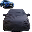 Autofact Datsun Go Car Cover - TearTough - Dog Proof / Waterproof Car Body Cover for Nissan Datsun Go - With Mirror Pockets, Triple Stitched, Bottom Fully Elastic, Adjustable Belt and Buckle (Grey 4x4)