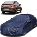 Autofact Aura Car Cover - EasyShield - Car Body Cover for Hyundai Aura - With Mirror Pockets, Triple Stitched, Bottom Fully Elastic, Adjustable Belt and Buckle (Navy 190T)