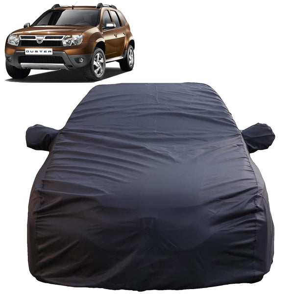 Autofact Duster Car Cover - TearTough - Dog Proof / Waterproof Car Body Cover for Renaults Duster - With Mirror Pockets, Triple Stitched, Bottom Fully Elastic, Adjustable Belt and Buckle (Grey 4x4)