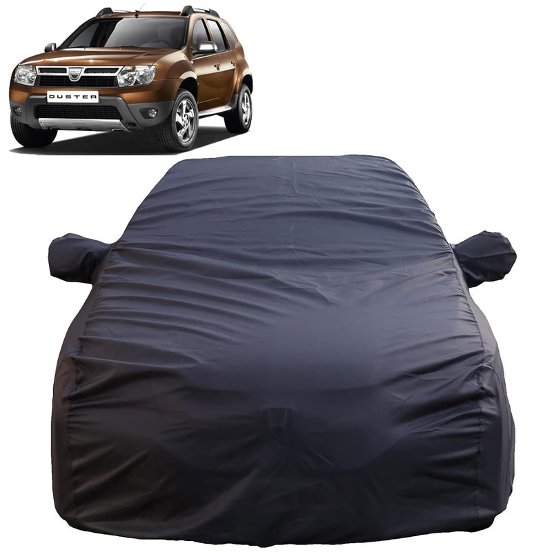 Autofact Duster Car Cover - TearTough - Dog Proof / Waterproof Car Body Cover for Renaults Duster - With Mirror Pockets, Triple Stitched, Bottom Fully Elastic, Adjustable Belt and Buckle (Grey 4x4)