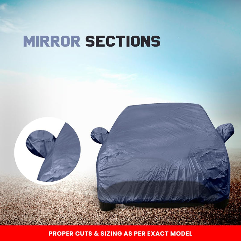 Autofact Scorpio Car Cover - EasyShield - Car Body Cover for Mahindra Scorpio - With Mirror Pockets, Triple Stitched, Bottom Fully Elastic, Adjustable Belt and Buckle (Navy 190T)