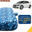 Autofact Civic Old Model Car Cover - TearTough - Dog Proof / Waterproof Car Body Cover for Honda Civic Old Model - With Mirror Pockets, Triple Stitched, Bottom Fully Elastic, Adjustable Belt and Buckle (Airforce Blue 4x4)