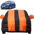 Autofact Eon Car Cover - EasyShield - Car Body Cover for Hyundai Eon - With Mirror Pockets, Triple Stitched, Bottom Fully Elastic, Adjustable Belt and Buckle (Orange Blue Stripes)