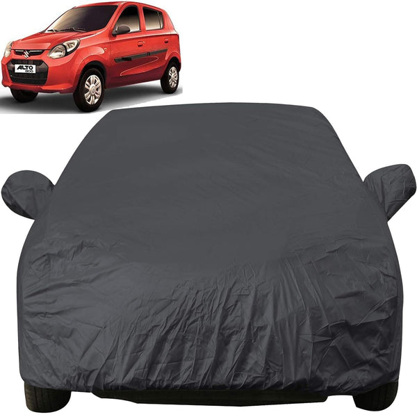 Autofact Alto 800 Car Cover - EasyShield - Car Body Cover for Maruti Alto 800 - With Mirror Pockets, Triple Stitched, Bottom Fully Elastic, Adjustable Belt and Buckle (Grey 190T)